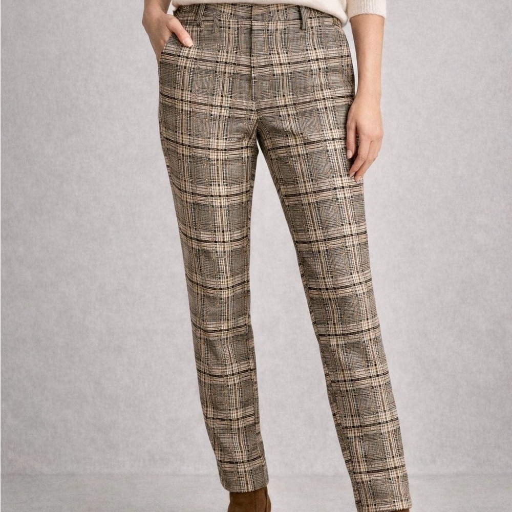 Liverpool Women's Tan Plaid Straight Leg Pants